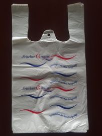 Túi mua sắm T-Plastic thân thiện với môi trường bằng nhựa, màu trắng với chất liệu in ấn, HDPE