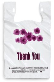 Hoa màu tím Cảm ơn bạn Túi mua sắm bằng nhựa - 500 chiếc / thùng, màu trắng, vật liệu LDPE
