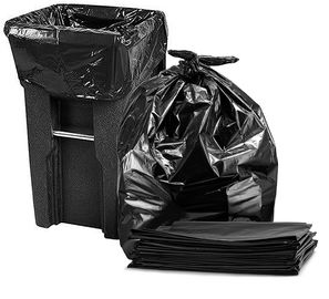 Túi đựng rác 65 Gallon bền, Túi đựng rác tái chế dùng một lần màu đen