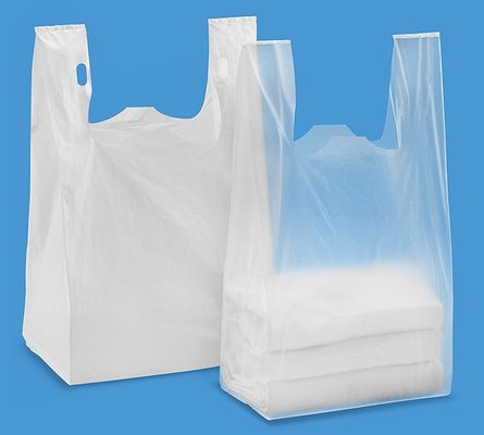 Túi mua hàng T Shirt 13 mic.  1000 / trường hợp, WHITE màu với in ấn, vật liệu HDPE